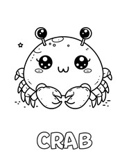 Crab Baby Animal Cartoon Coloring book with name