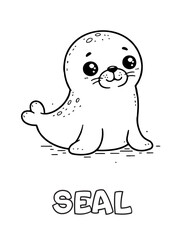 Seal Baby Animal Cartoon Coloring book with name