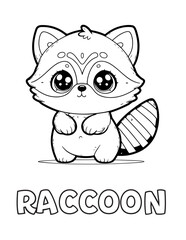 Raccoon Baby Animal Cartoon Coloring book with name