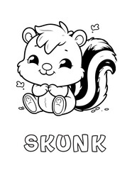 Skunk Baby Animal Cartoon Coloring book with name