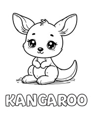 Kangaroo Baby Animal Cartoon Coloring book with name