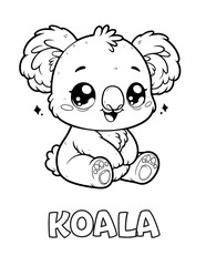 Koala Baby Animal Cartoon Coloring book with name