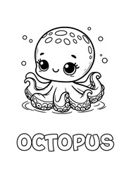 Octopus Baby Animal Cartoon Coloring book with name
