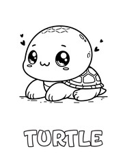 Turtle Baby Animal Cartoon Coloring book with name