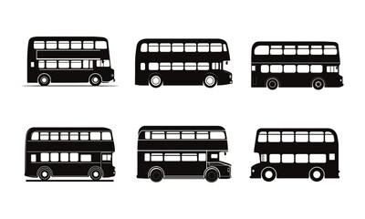 Vector city bus silhouettes
