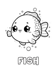Fish Baby Animal Cartoon Coloring book with name