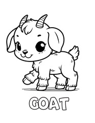 Goat Baby Animal Cartoon Coloring book with name
