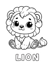 Lion Baby Animal Cartoon Coloring book with name