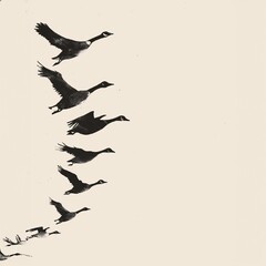 A Group Of Geese Flying In The Sky, a high resolution AI illustration