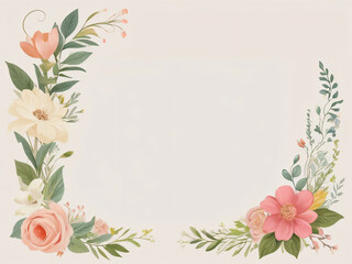 Fototapeta premium A blank wedding invitation adorned with a watercolor floral frame