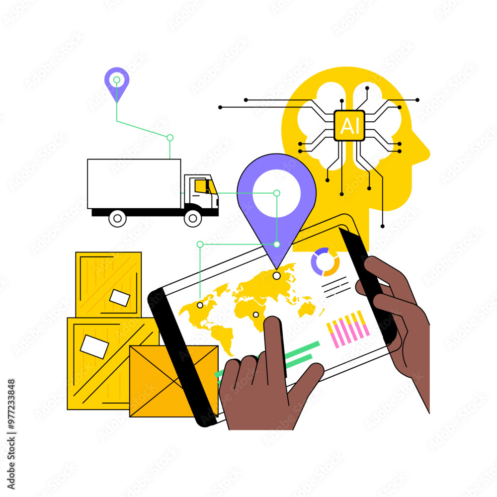 Poster ai-streamlined routine inquiries handling abstract concept vector illustration.