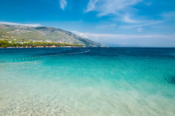 Sea of Zlatni Rat beach, island of Brac in Croatia