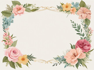 Fototapeta premium A blank wedding invitation adorned with a watercolor floral frame
