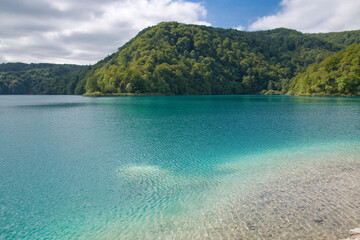 View of upper lakes at Pltivice Lakes National Park, Croatia