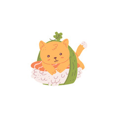 Cute cat food. Japanese sushi.