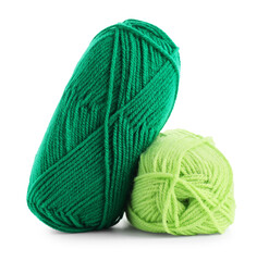 Two bright skeins of yarn isolated on white