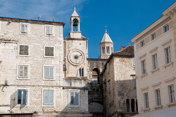 Clock tower in People's Square, Split in Croatia