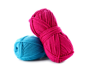 Two beautiful bright yarns isolated on white