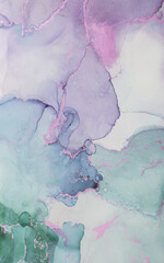 Ethereal abstract watercolor artwork featuring soft pastel hues of lavender, mint green, and blush...