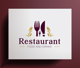 Restaurant Logo, menu with a picture of a restaurant and drinks, use any more.