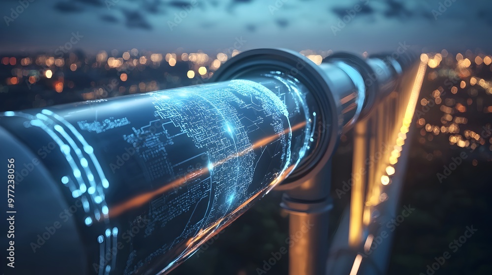 Poster conceptual hyperloop route map connecting major cities across a continent