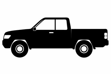  Pickup silhouette, pickup graphic vector, pickup truck black icon isolated on white background © Trendy CraftSVG 