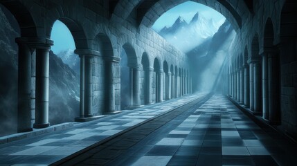 Obraz premium Stone Archway Leading to Mountain View
