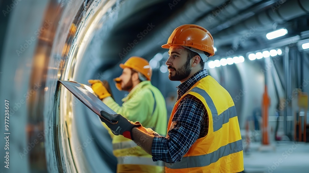 Poster engineers constructing innovative hyperloop tube for cutting-edge transportation solution