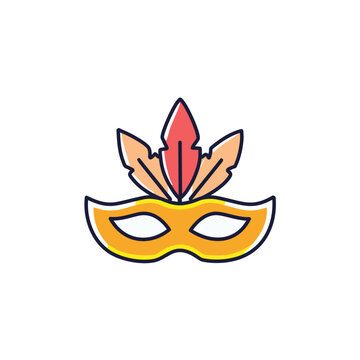 recommend clip art: Venetian mask with feathers vector icon art design