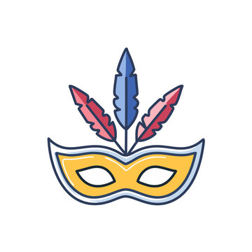 recommend clip art: Venetian mask with feathers vector icon art design