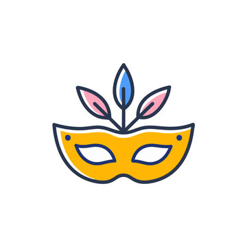 recommend clip art: Venetian mask with feathers vector icon art design