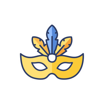 recommend clip art: Venetian mask with feathers vector icon art design