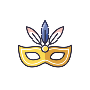 recommend clip art: Venetian mask with feathers vector icon art design