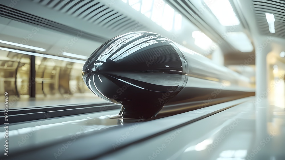 Aufkleber hyperloop pod design showcasing aerodynamic shape and advanced materials for futuristic transport