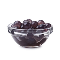 Color tapioca pearls in bowl isolated on white