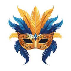 Obraz premium Venetian mask with feathers vector art illustration design