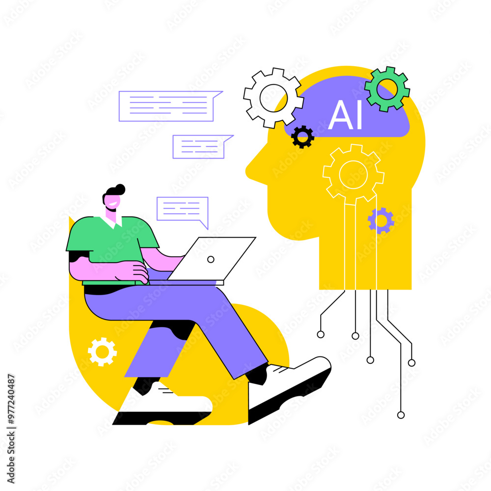 Poster ai-enhanced chatbot interactions abstract concept vector illustration.