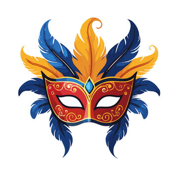 recommend clip art: Venetian mask with feathers vector art illustration design