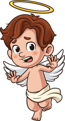 Cartoon scared cherub character vector illustration