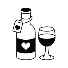 A bottle of wine with a glass, symbolizing love and relaxation