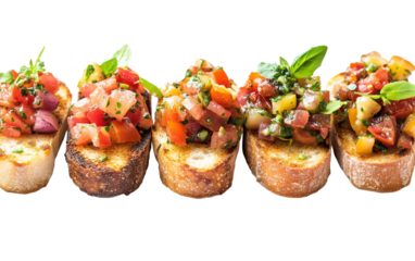 Elevating Appetizers with Brusch on white background,png