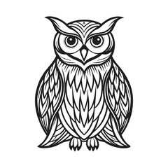 Fototapeta premium A black and white drawing of an owl with a black and white pattern