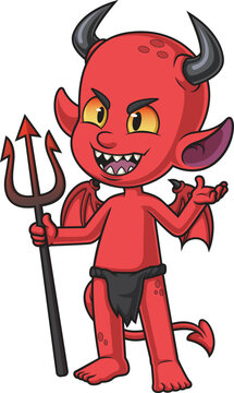 recommend clip art: Cartoon evil red devil vector illustration