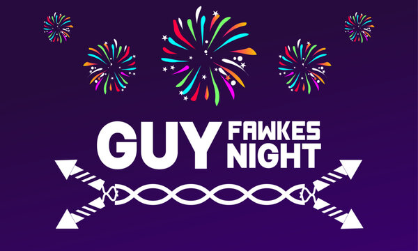 Guy Fawkes day . 5 November Bonfire Night worldwide International celebration day Festival. Holiday concept template with text inscription, perfect for background, Greeting Card, Poster, Banner, Web 