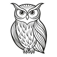 Fototapeta premium A black and white drawing of an owl with a black and white pattern