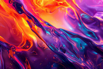 Obraz premium Dynamic abstract composition with vibrant flowing red, purple, and blue textures, creating a sense of intense movement and energy in a modern, bold visual design.