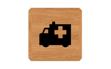 Sign Ambulance wood render