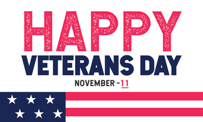 National Veteran Day template with United States of American flag. Honoring all who served. Holiday concept vector with text inscription, perfect for background, Greeting Card, Poster, Banner, Web and