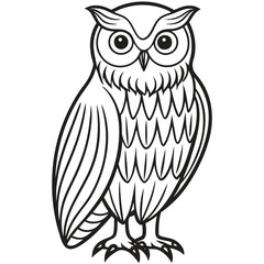 Fototapeta premium A black and white drawing of an owl with a black and white pattern