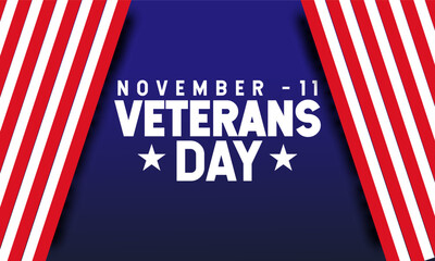 Obraz premium National Veteran Day template with United States of American flag. Honoring all who served. Holiday concept vector with text inscription, perfect for background, Greeting Card, Poster, Banner, Web and